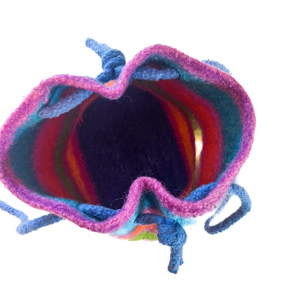 Booga Bag | Felted Wool Sunset Stripe Hobo Shoulder Bucket Artisan Bag - Picture 6 of 8